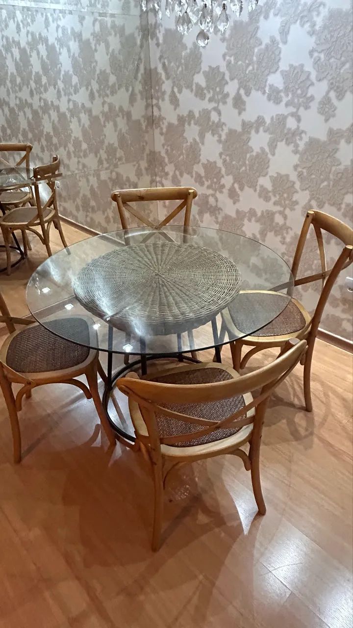 Mesa de Fibra Natural e Tampo de Vidro - Foto 5