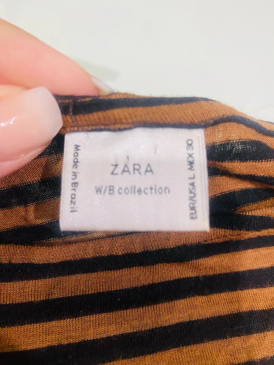 Blusa listra preto com marrom ZARA  - Foto 4