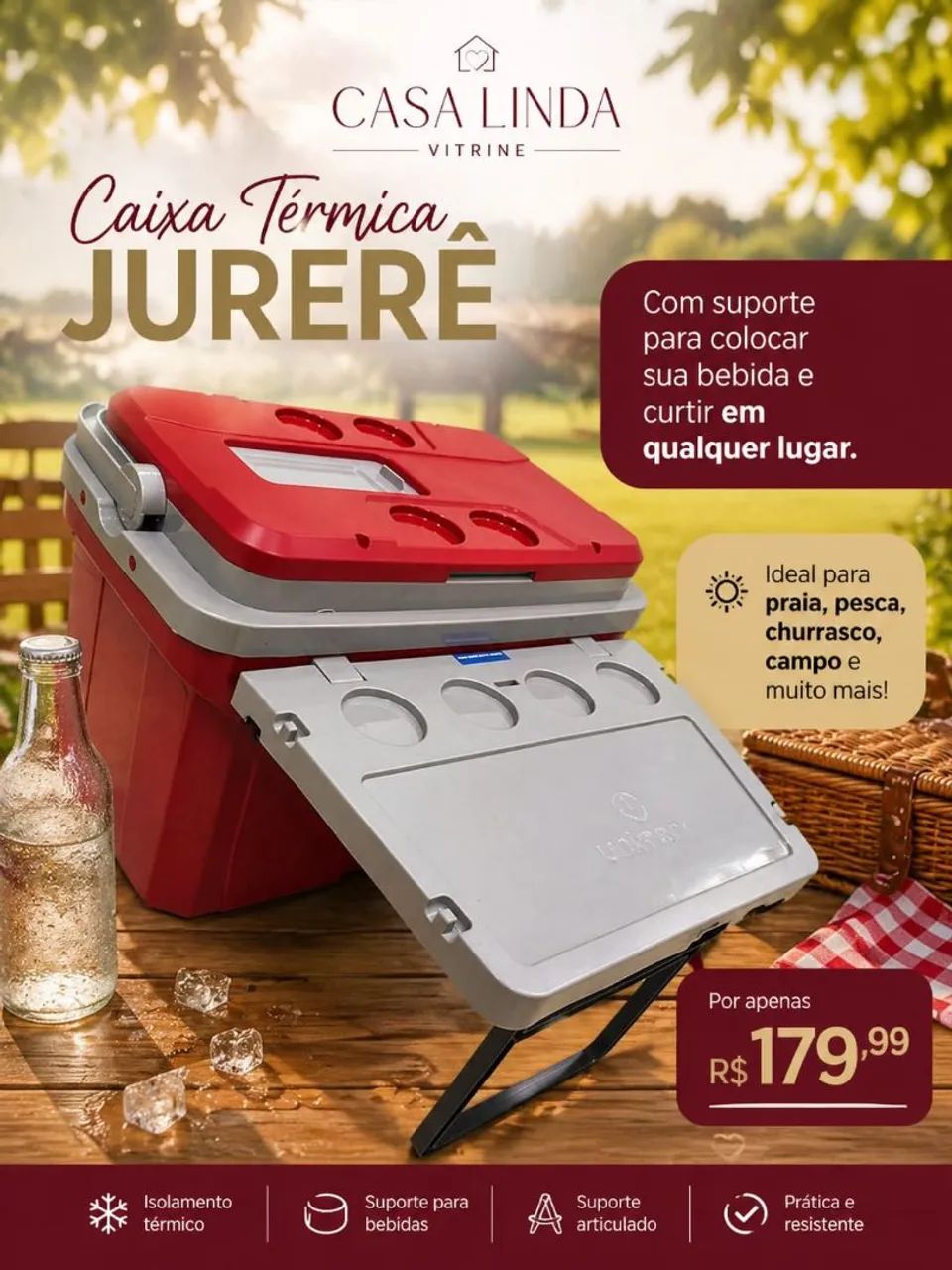 Caixa térmica 36  com suporte - Foto 4