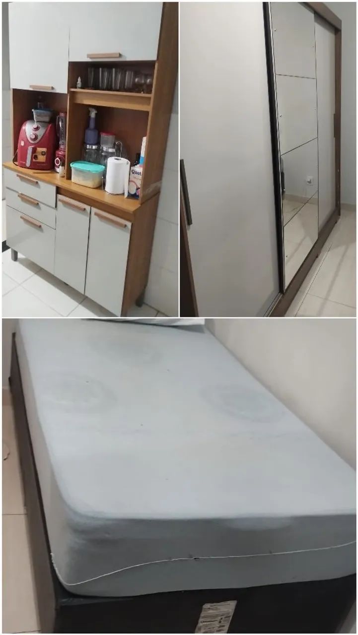 Cama guarda roupa e armário de cozinha