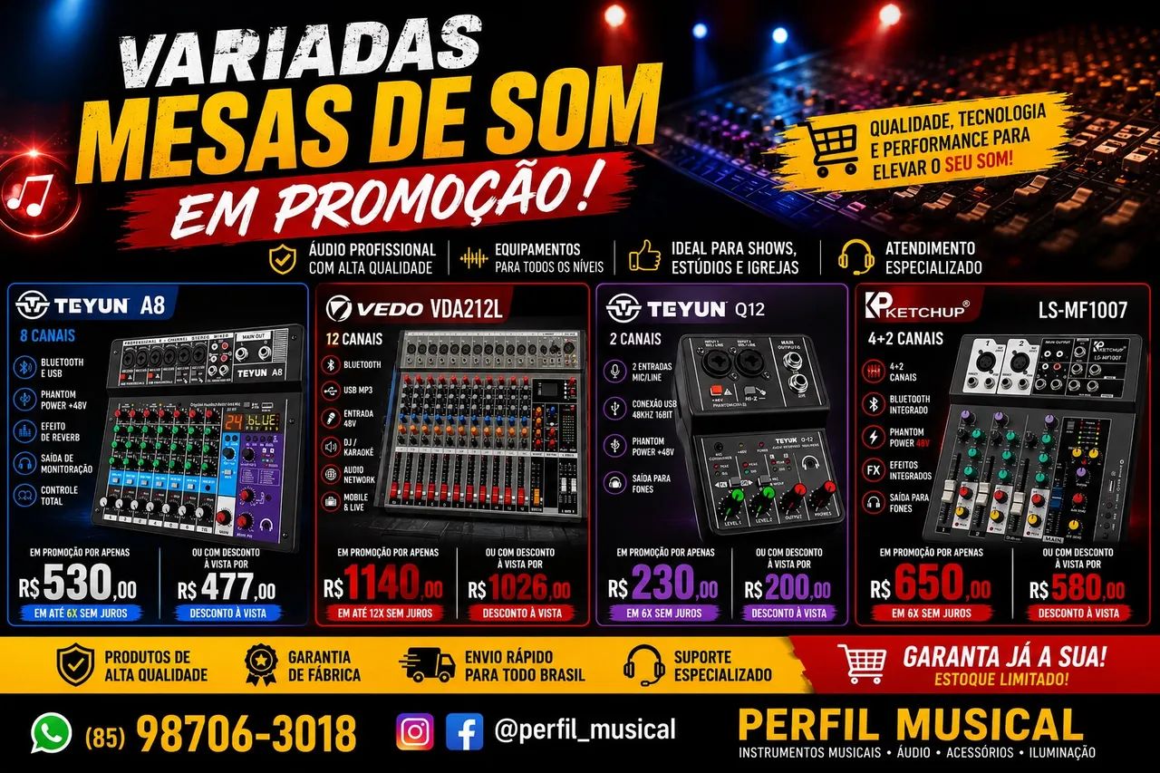 Mesa de som em promoção