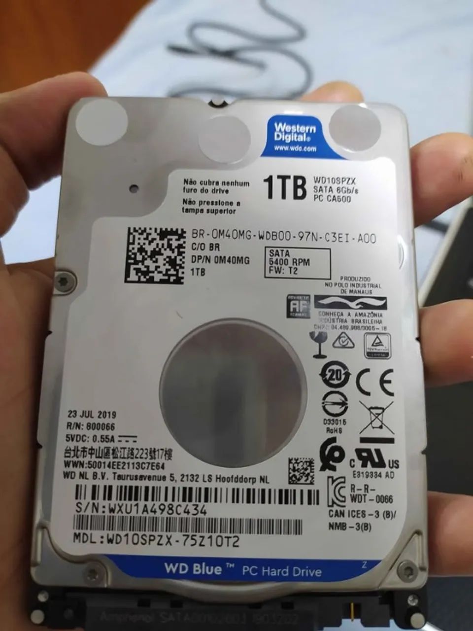 HD 1Tb WD Blue para PC e notebook