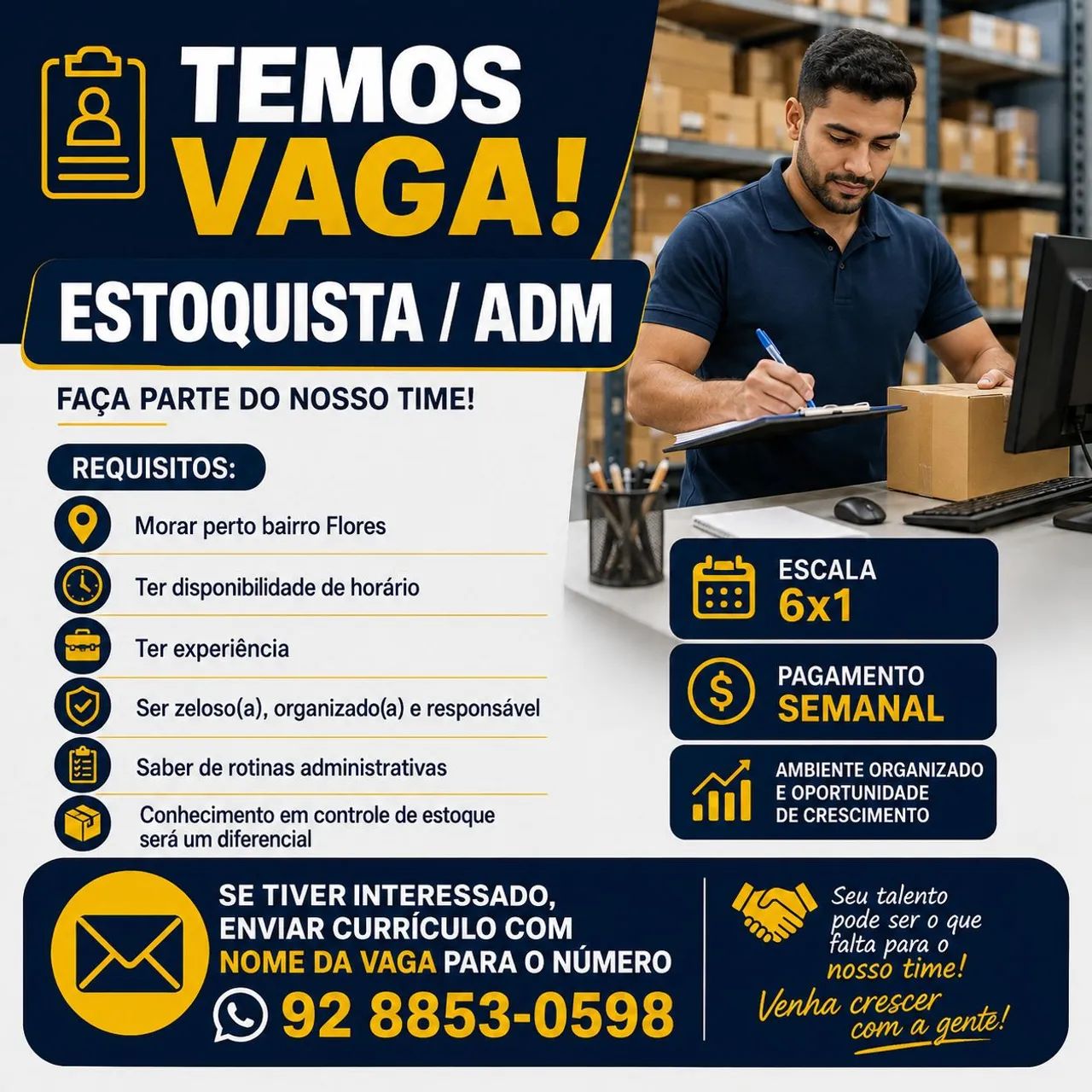 Vaga de estoquista 