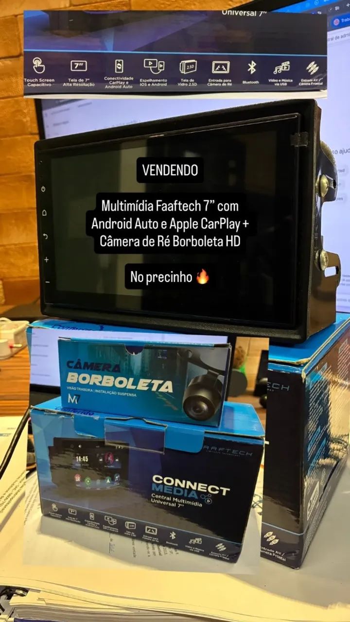 Multimídia Faaftech 7" + Camera de Ré