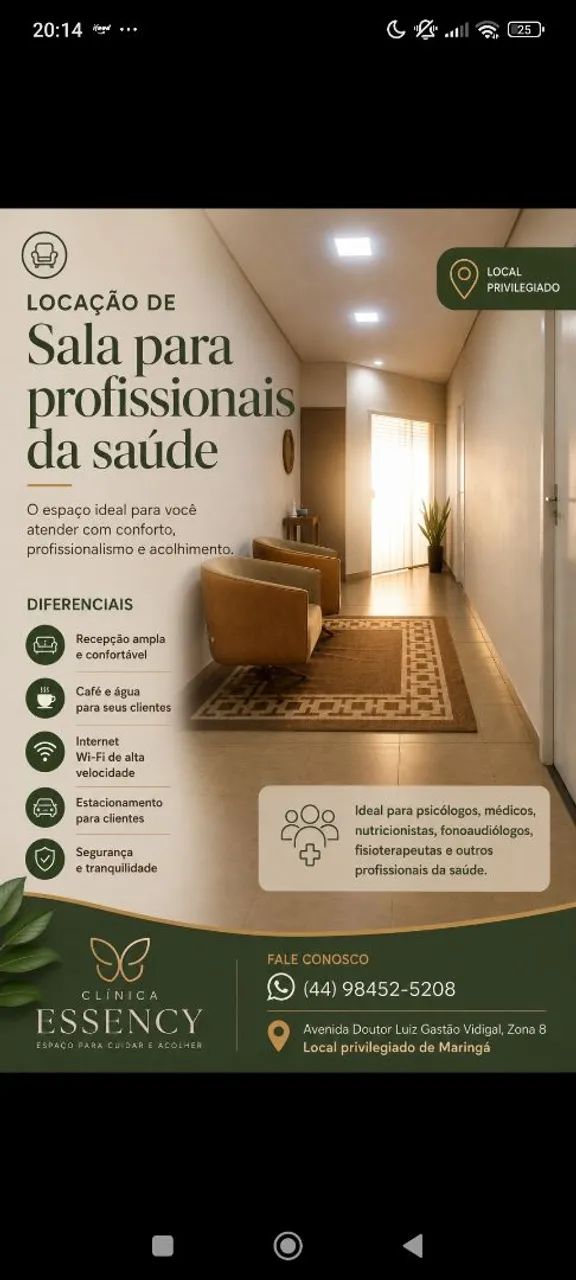 Sala para profissionais da área da saúde. 