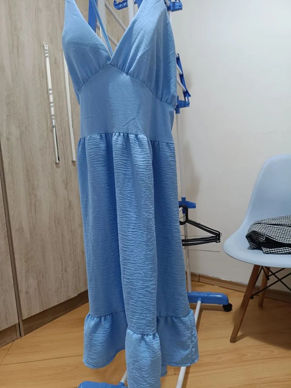 vestido azul com bojo e elastano - Foto 5