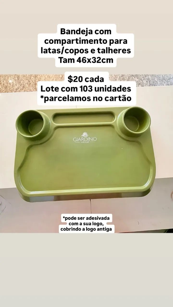 LOTE DE BANDEJA COM PORTA LATA E PORTA TALHER - 100 UN 
