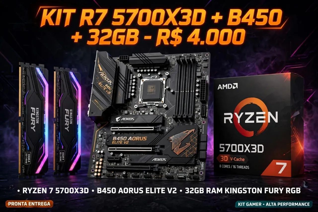 Kit placa mãe processador e memória 