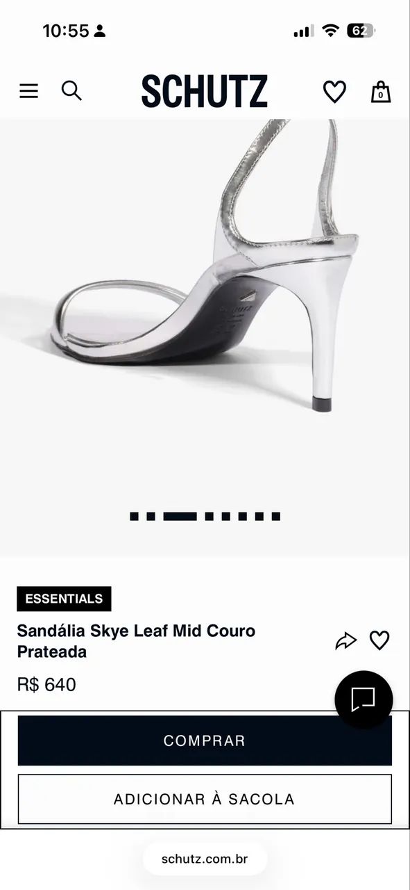 SCHÜTZ Sandália Skye Leaf Mid Couro Prateada - Foto 2