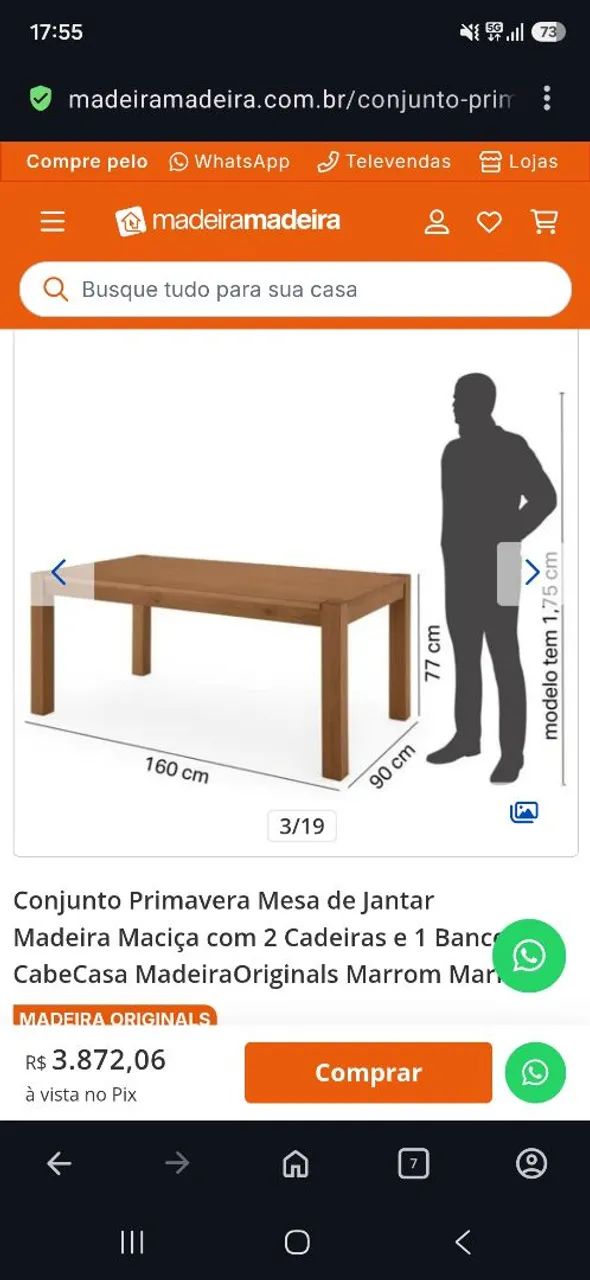 Mesa e Banco Madeira Maciça - Foto 3