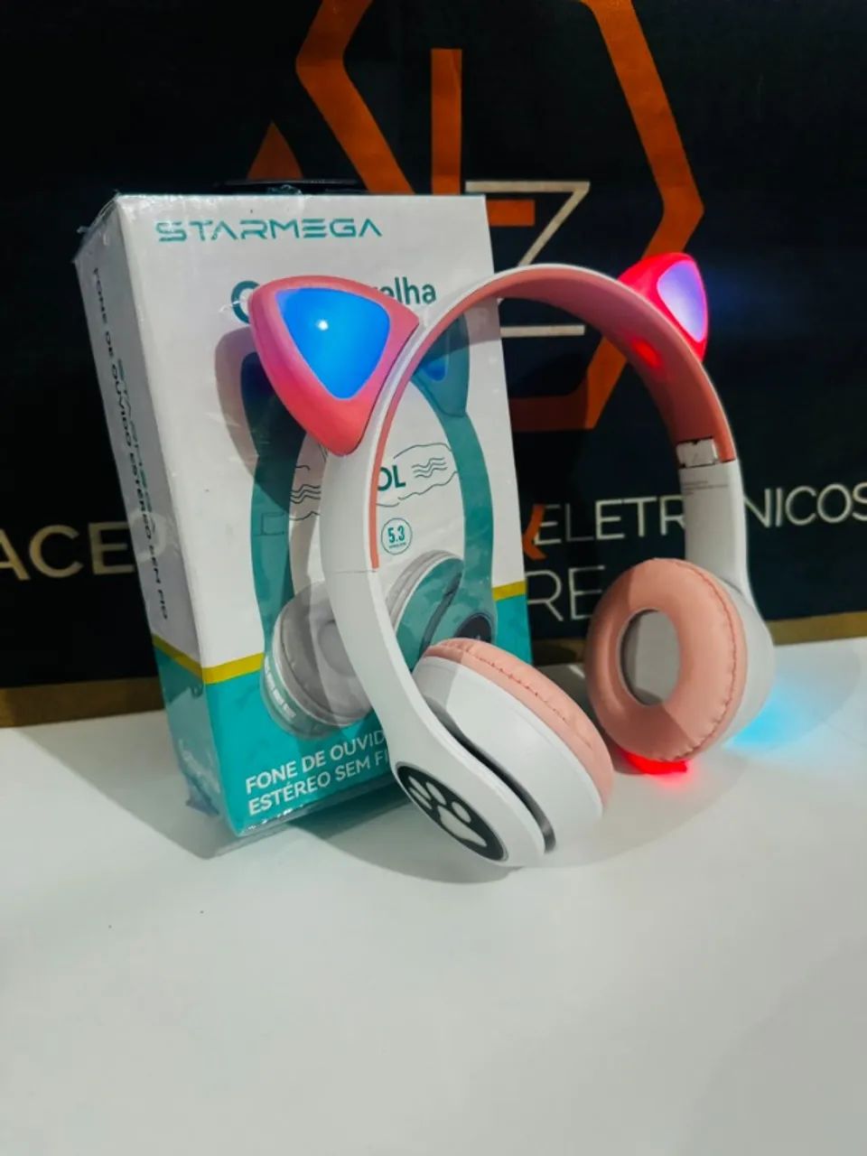 Fone Ouvido Bluetooth Gatinho Sem Fio Com Luzes - Foto 3