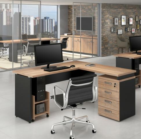 Mesa em L com gaveteiro - Produto Novo - Lindas cores