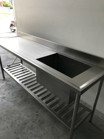 Pia Inox AISI 304 com 1 cuba tanque - Produto novo totalmente soldado