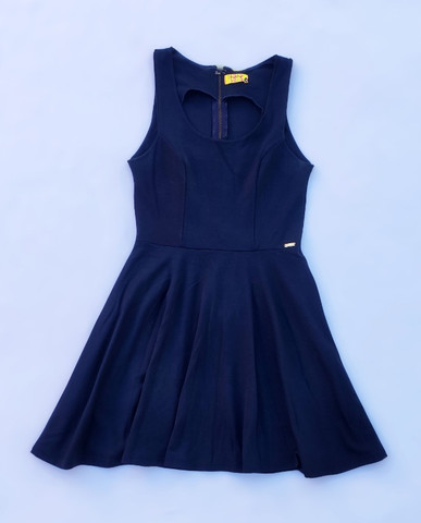 vestido azul marinho curto rodado