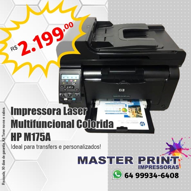 Impressora Laser colorida HP m175 ideal para transfers e personalizados