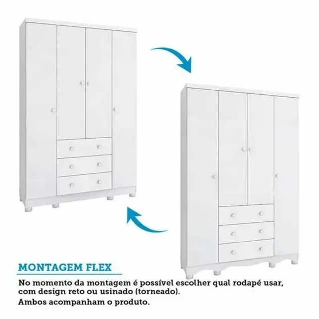 Roupeiro Infantil 4 Portas Junior Peroba, 100% MDF - ( Promoção ) - Foto 3