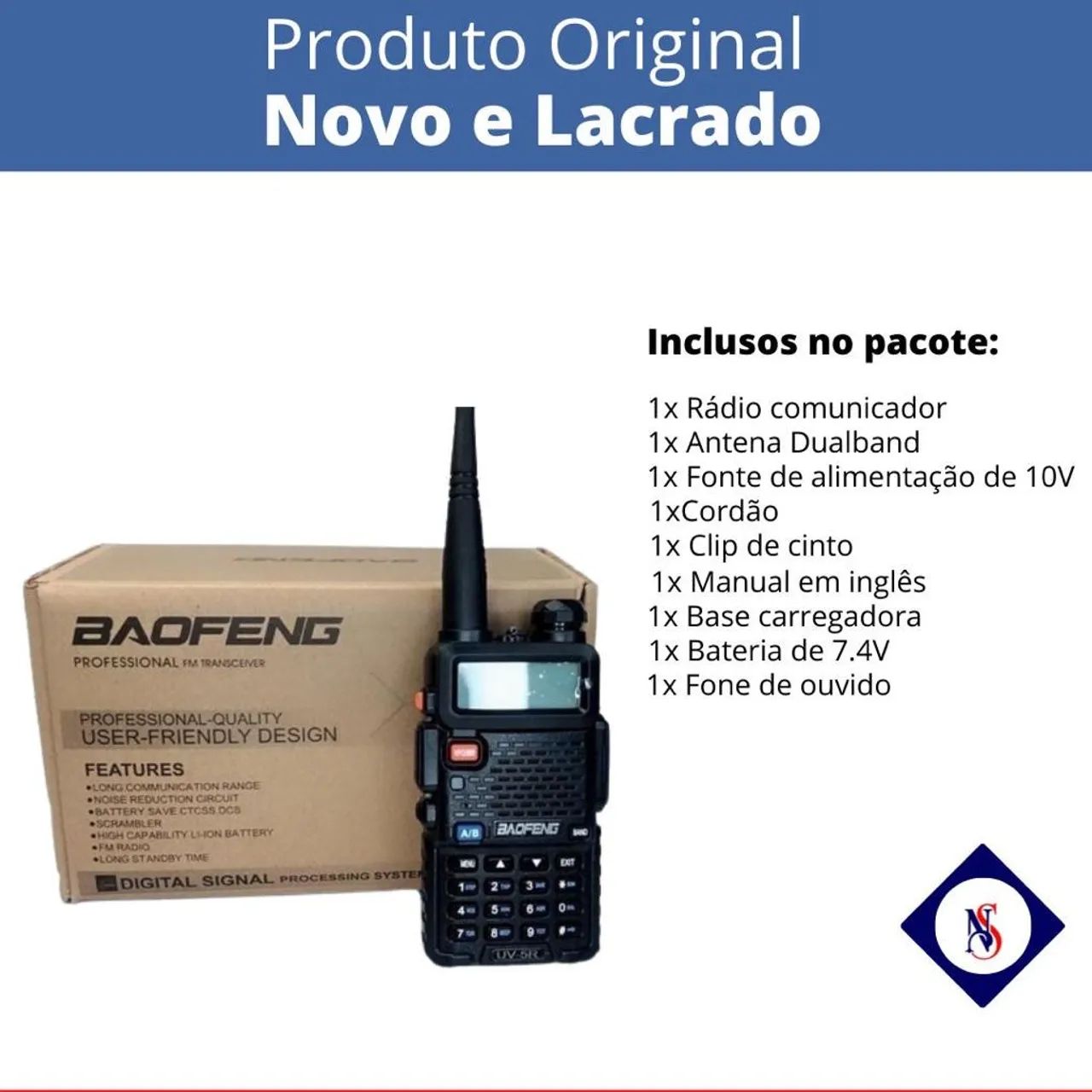 Rádio Comunicador Baofeng 5R Novo Todos Acessórios 