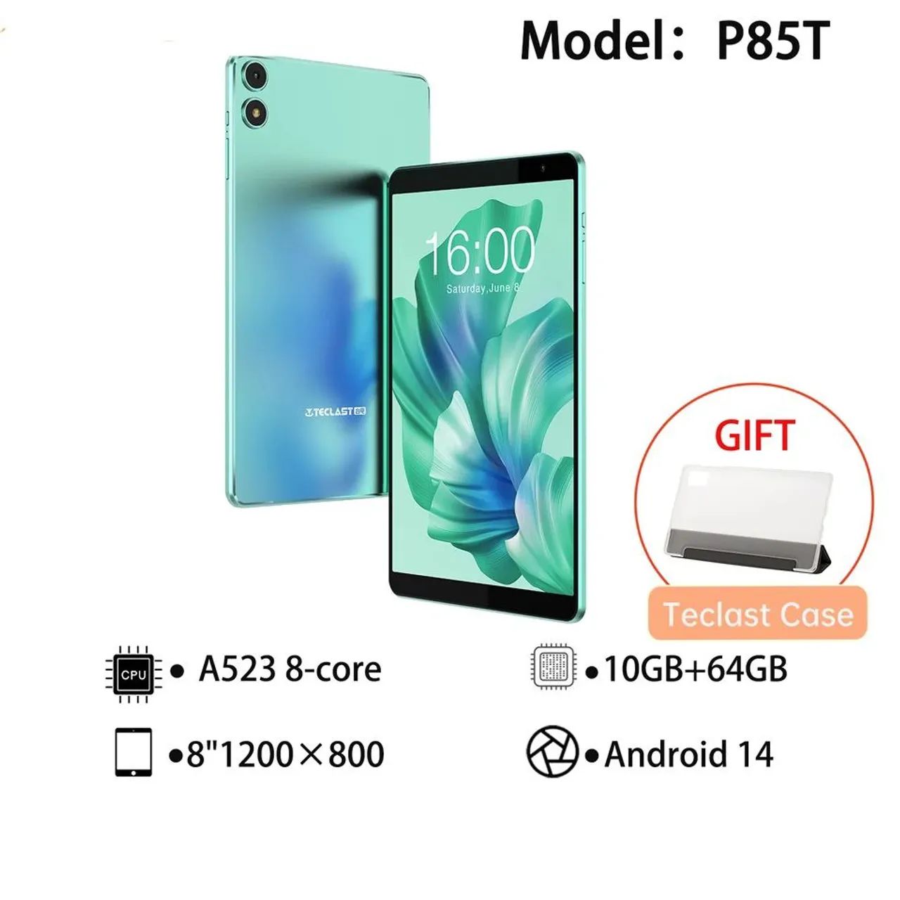 Tablet Teclast P85T,8 Poleg, Android 13, 4GB+4GB Expansão, 64GB