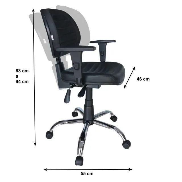 Cadeira Executiva Back System Costurada Aranha Cromada Braços Reguláveis Preta 31011 - Foto 2