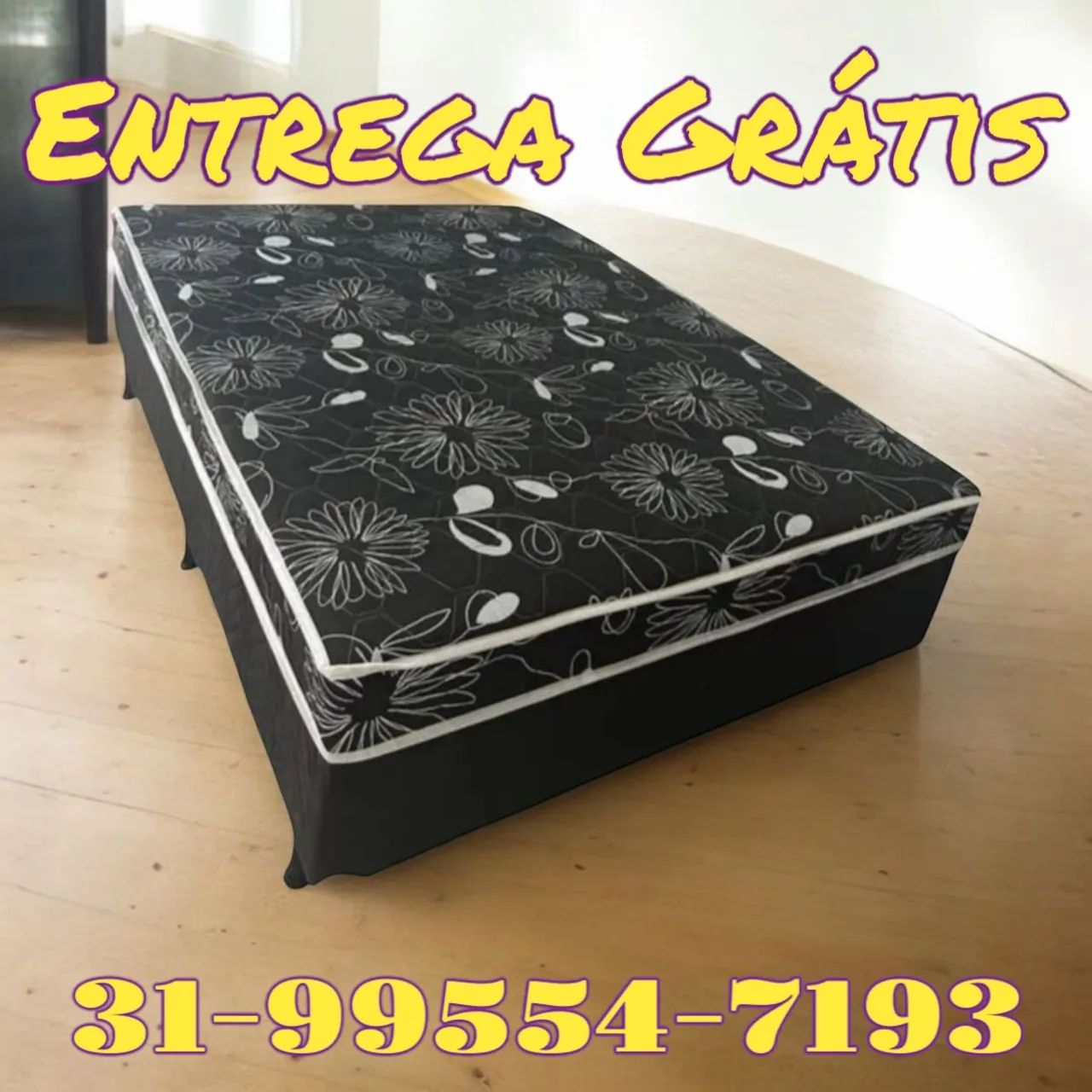 CAMA CASAL BOX + COLCHÃO D33 10CM DE ESPUMA FIXO + ENTREGA GRÁTIS