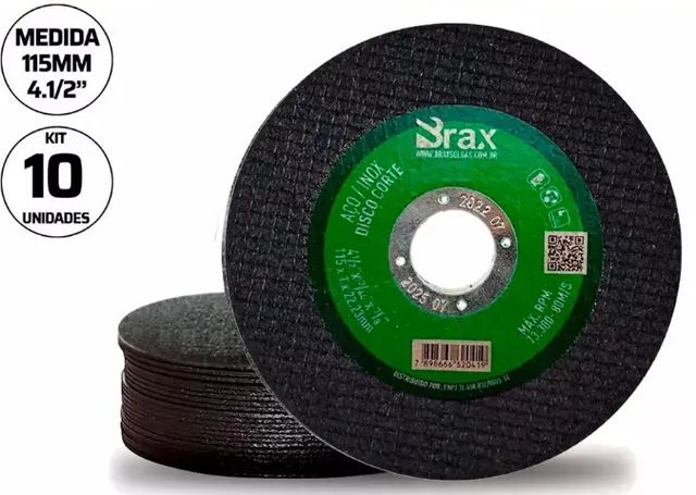 Disco de Corte Fino Inox para Esmerilhadeira 4.1/2 X 1,0 com 10 Pçs Brax - Foto 3