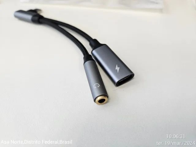 Cabo Adaptador Y Tipo C em L 90° graus para P2 e Tipo C para celular - Foto 5