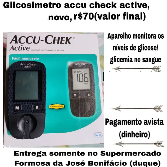 Medidor de Glicose Accu-Chek Active Roche (acompanha 10 tiras reagentes)