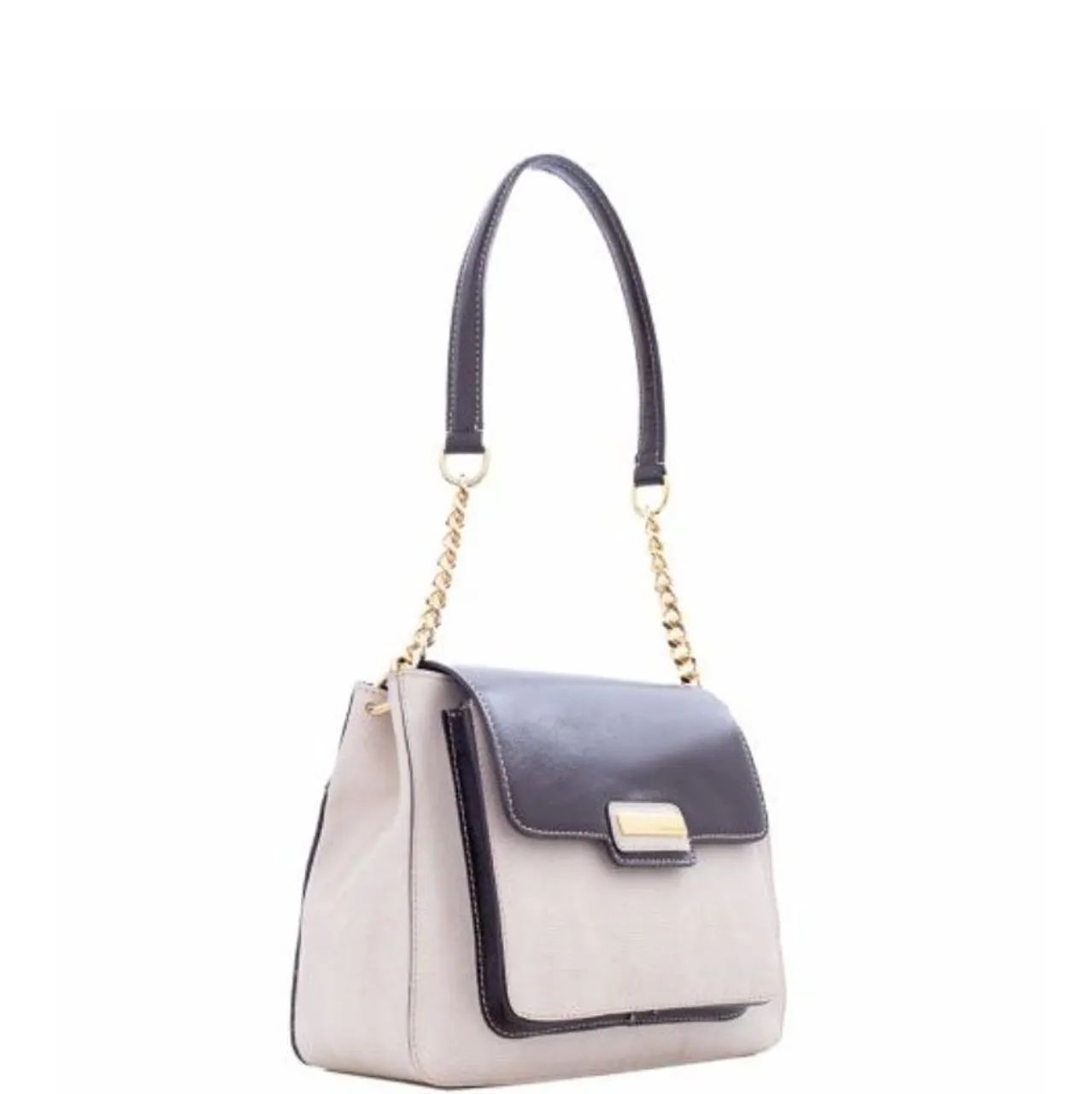 Bolsa de Ombro Luxo - Marfim Marrom - Couro Legítimo Anandra  - Foto 2