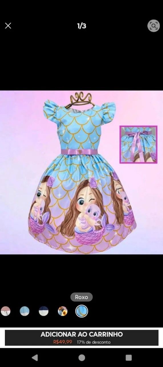 Vestido Infantil Temático Sereia
