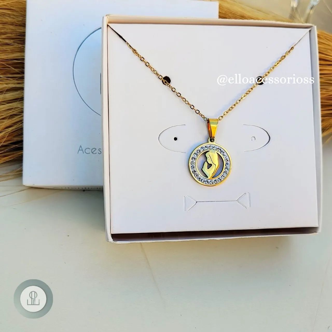 Colar Feminino amor e fé banhado  - Foto 3
