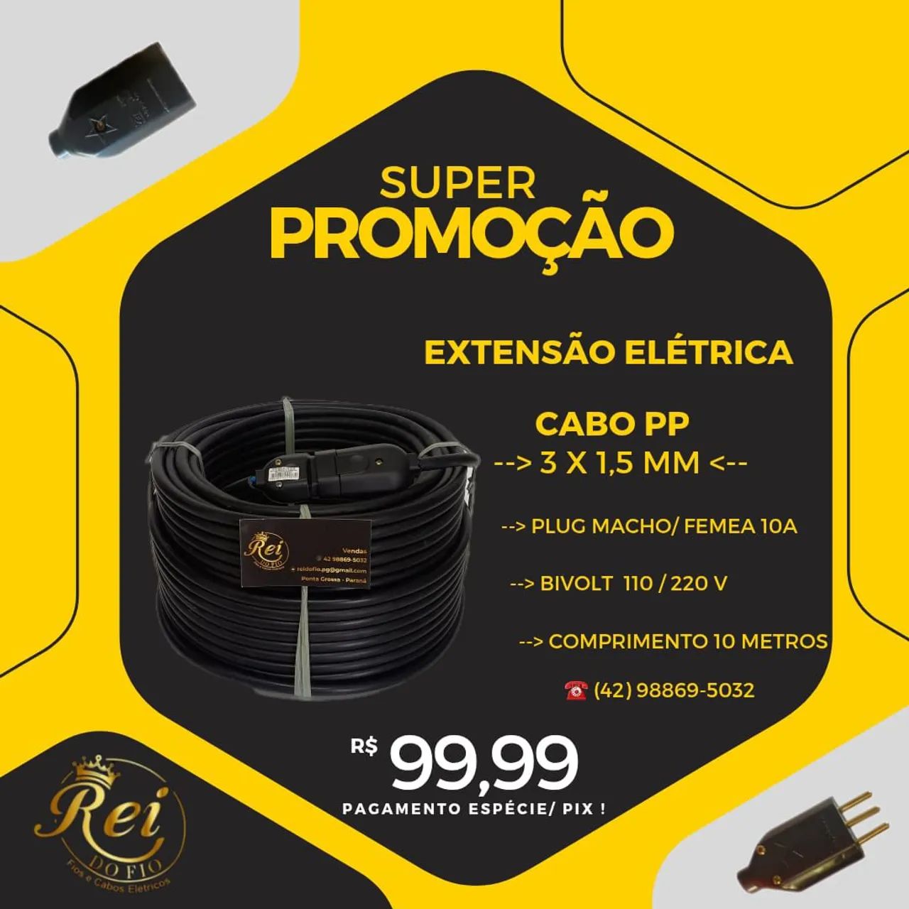 Extensão Elétrica Cabo PP Reforçada 