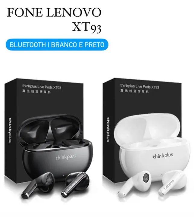 Fone Lenovo XT93 Bluetooth Branco e Preto