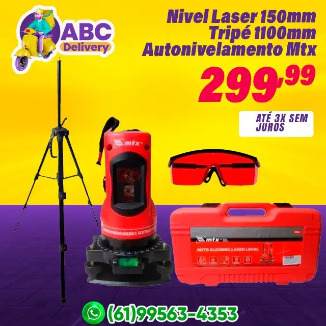 Nivel Laser 150mm Tripé 1100mm Autonivelamento Mtx