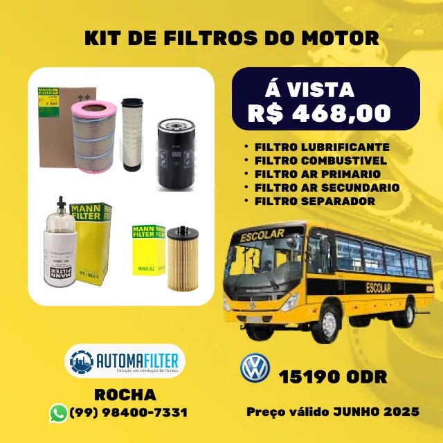 ONIBUS VOLKS 15190 ODR - KIT DE FILTROS