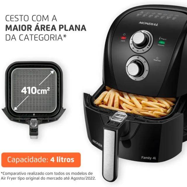 FRITADEIRA SEM ÓLEO AIR FRYER  4 LITROS - MONDIAL - PRETA/PRATA 1500W, 110V - Foto 2