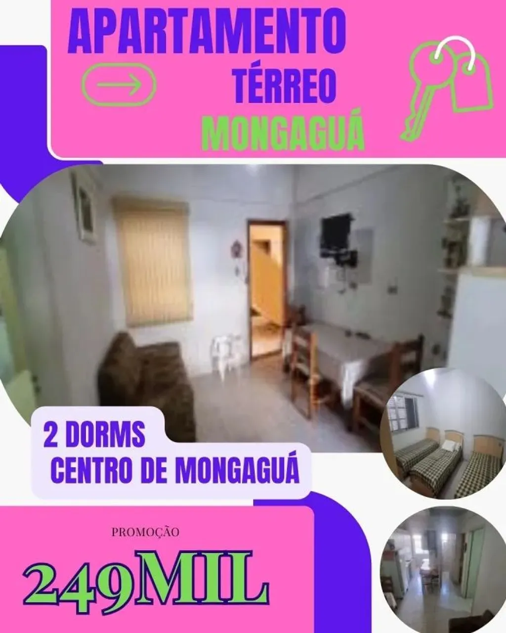 Apartamento para Venda em Mongaguá, Centro Mongaguá, 2 dormitórios, 1 banheiro, 1 vaga