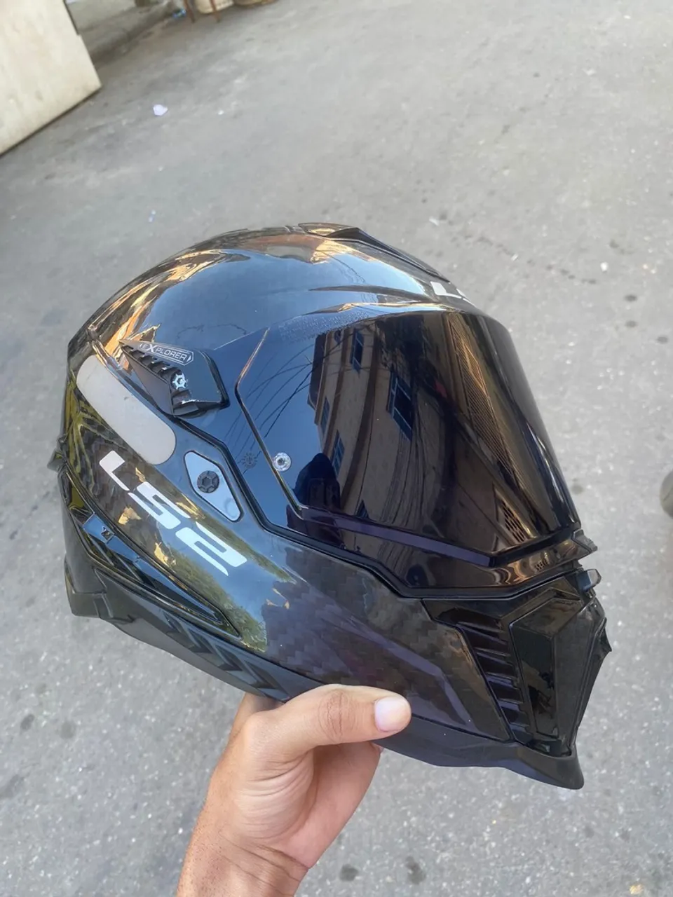 Capacete LS2 FF800 explorer carbon Storm Preto com Visor Fumê