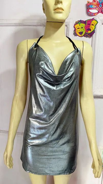 Vestido prata para festa - Foto 2