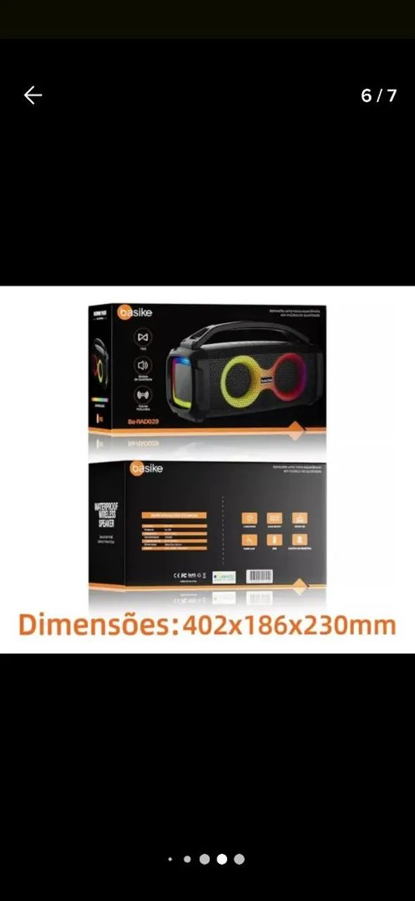 Caixa de Som Bluetooth Basike com Iluminação LED - Foto 2