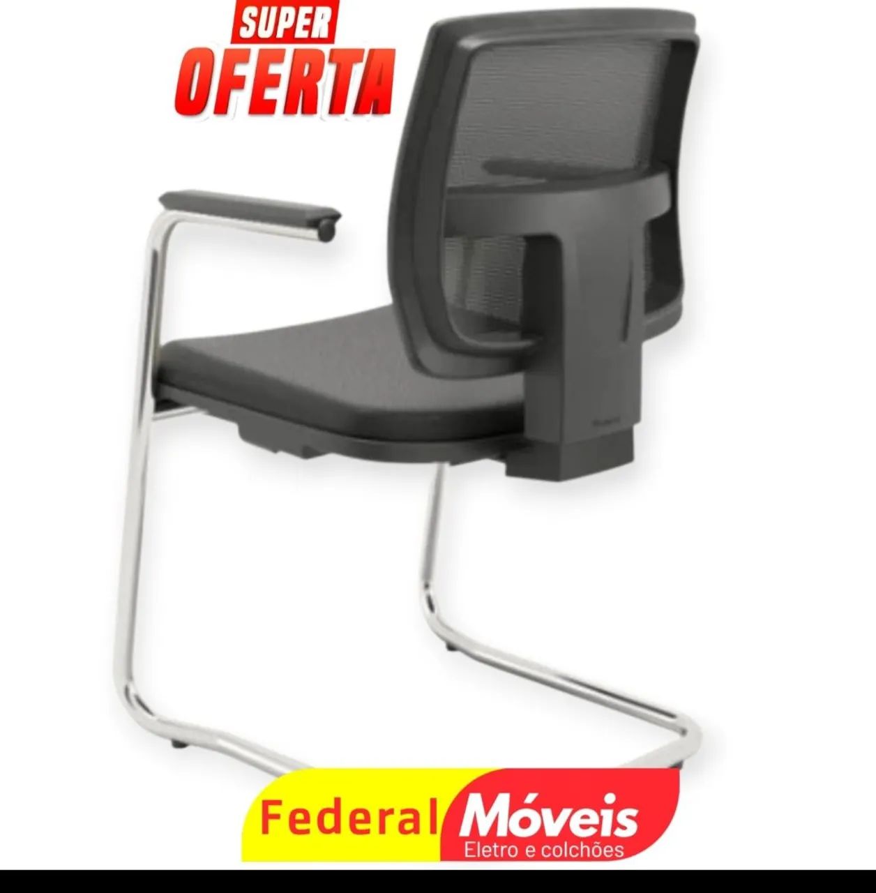 Cadeira Fixa Executiva Brizza Preta com Pés Cromados - Elegante, resistente e confortável - Foto 2