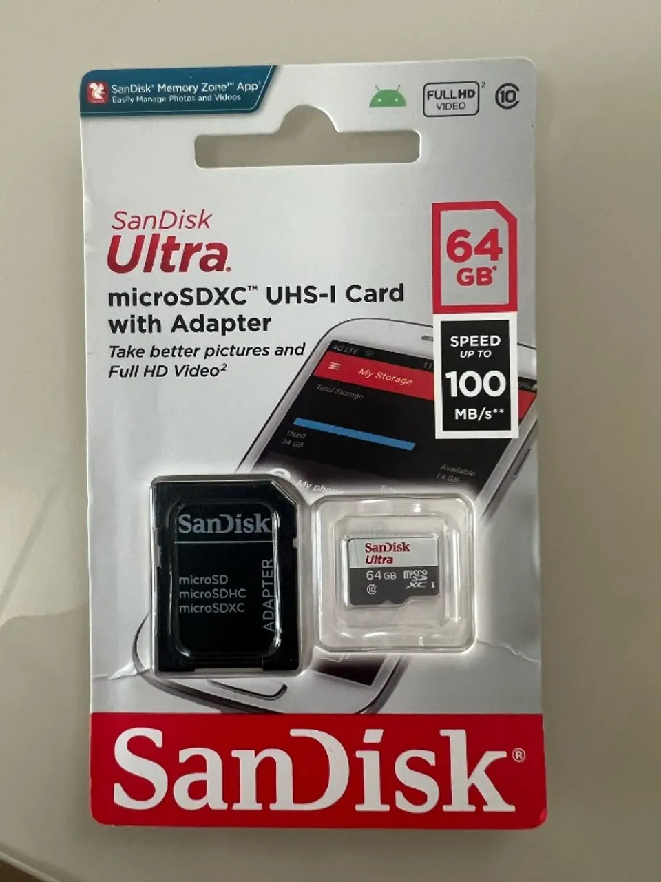 Novo lacrado - Cartão de memória sandisk de 64gb original