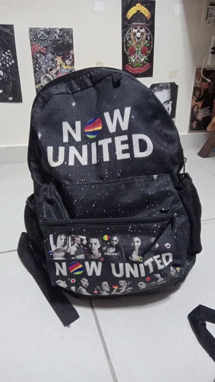 Mochila Now United+bolsa pequena+mini caixa de lápis de colorir - Foto 2