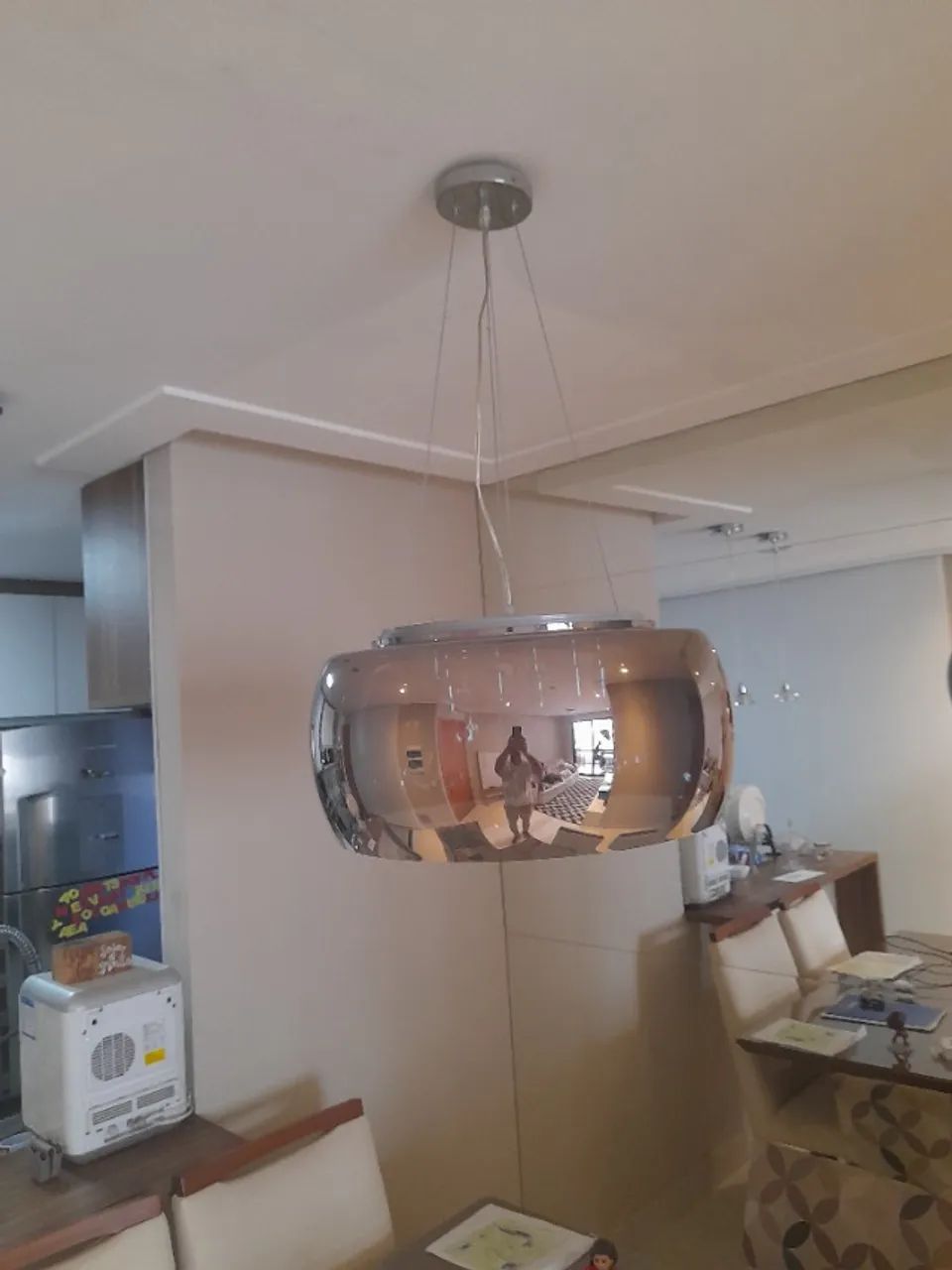 Lumiária Pendente Vidro Metal Cristal 40 cm - Foto 2