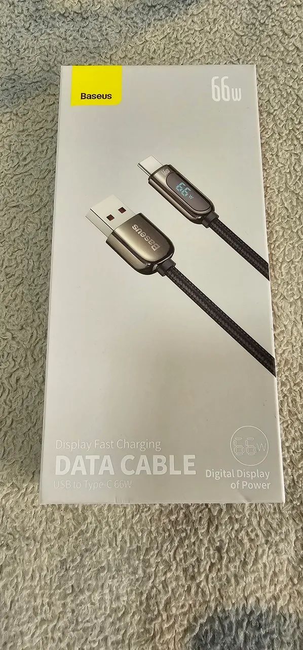 Cabo USB-C para Celular Baseus 66W com Display - Carregamento Rápido