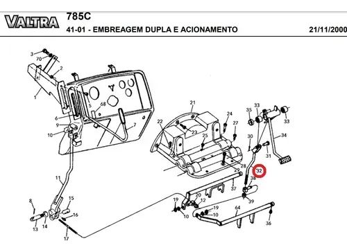 Barra Acionadora Tirante Varão Embreagem Valtra Bf65/bf75