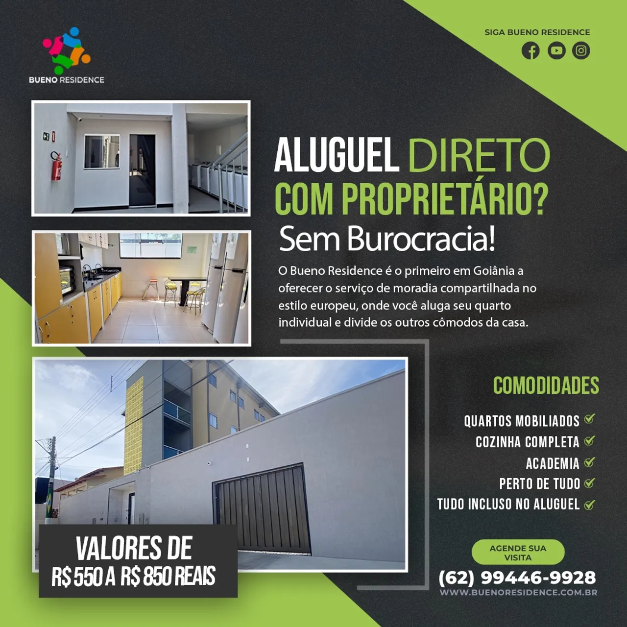Kitnets mobiliadas, com internet de brinde