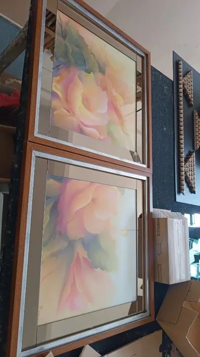 Conjunto lindíssimo de quadro espelhado 60 por 60decorativos abstratos - Flores - Foto 3