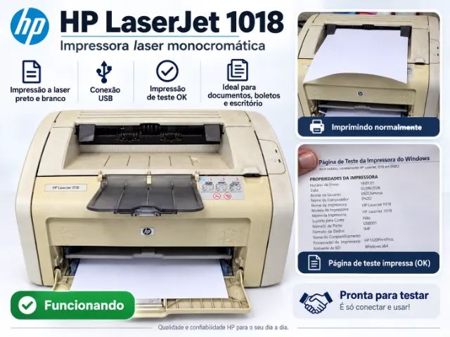 Impressora HP LaserJet 1018 Funcionando | Laser Monocromática | Muito Resistente - Foto 2