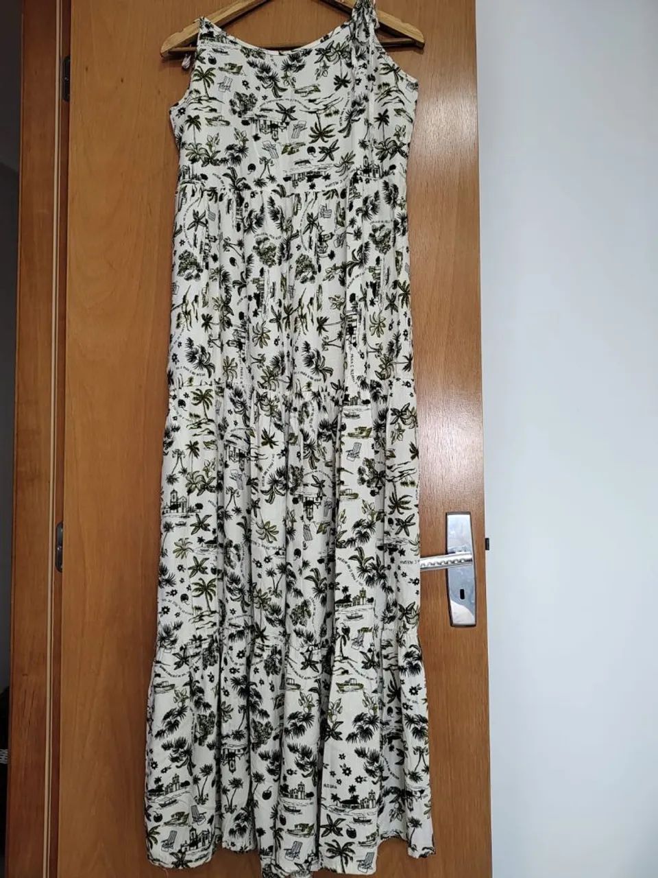 Vestido longo estampado off-white - Foto 3