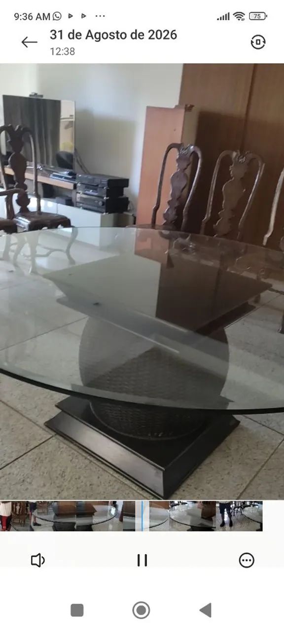 Tampo de mesa de vidro 1,80m de diâmetro 
